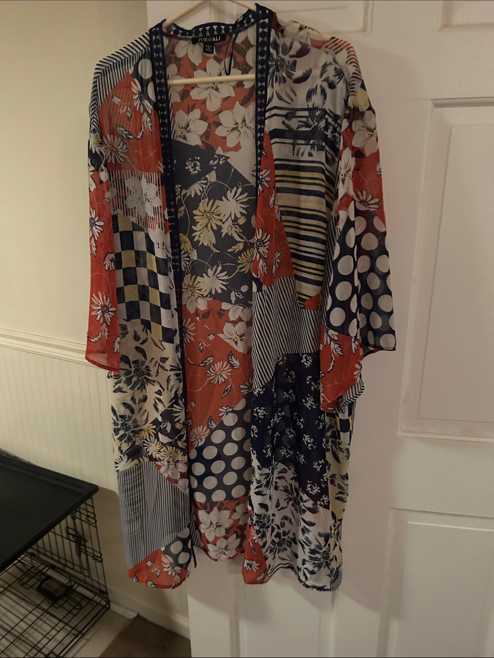 Mixed Print Lightweight Kimono - Floral & Polka Dot Roz and Ali 1x